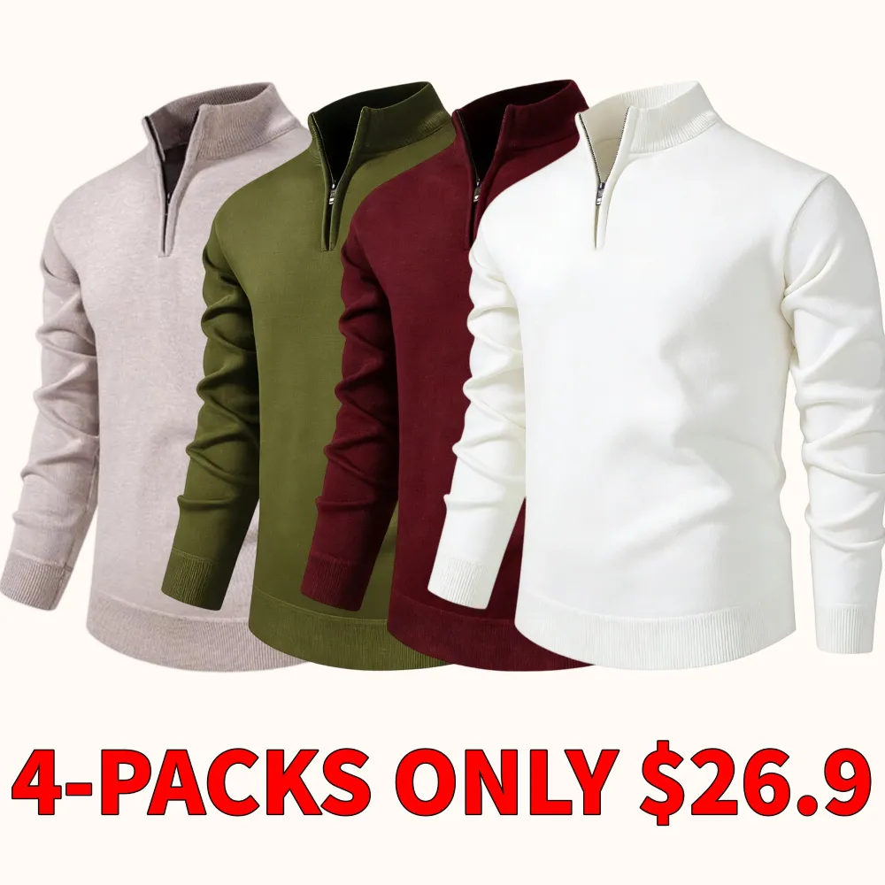 Men's winter half-zip stand-collar fleece pullover