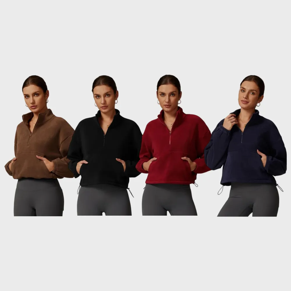 Women's Sporty Hooded Sweatshirt with Drawstring and Pocket