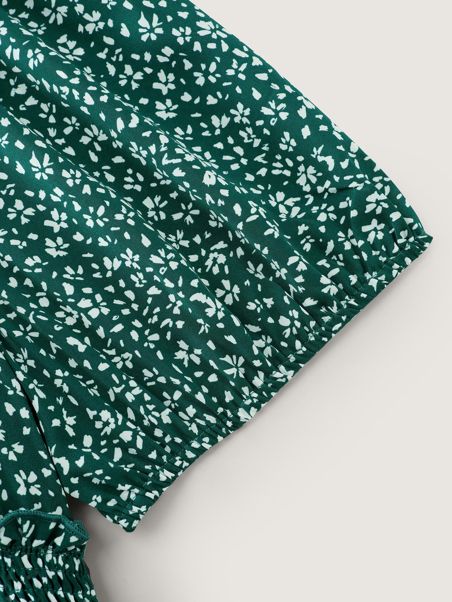 Floral Print Shirred Waist Midi Dress