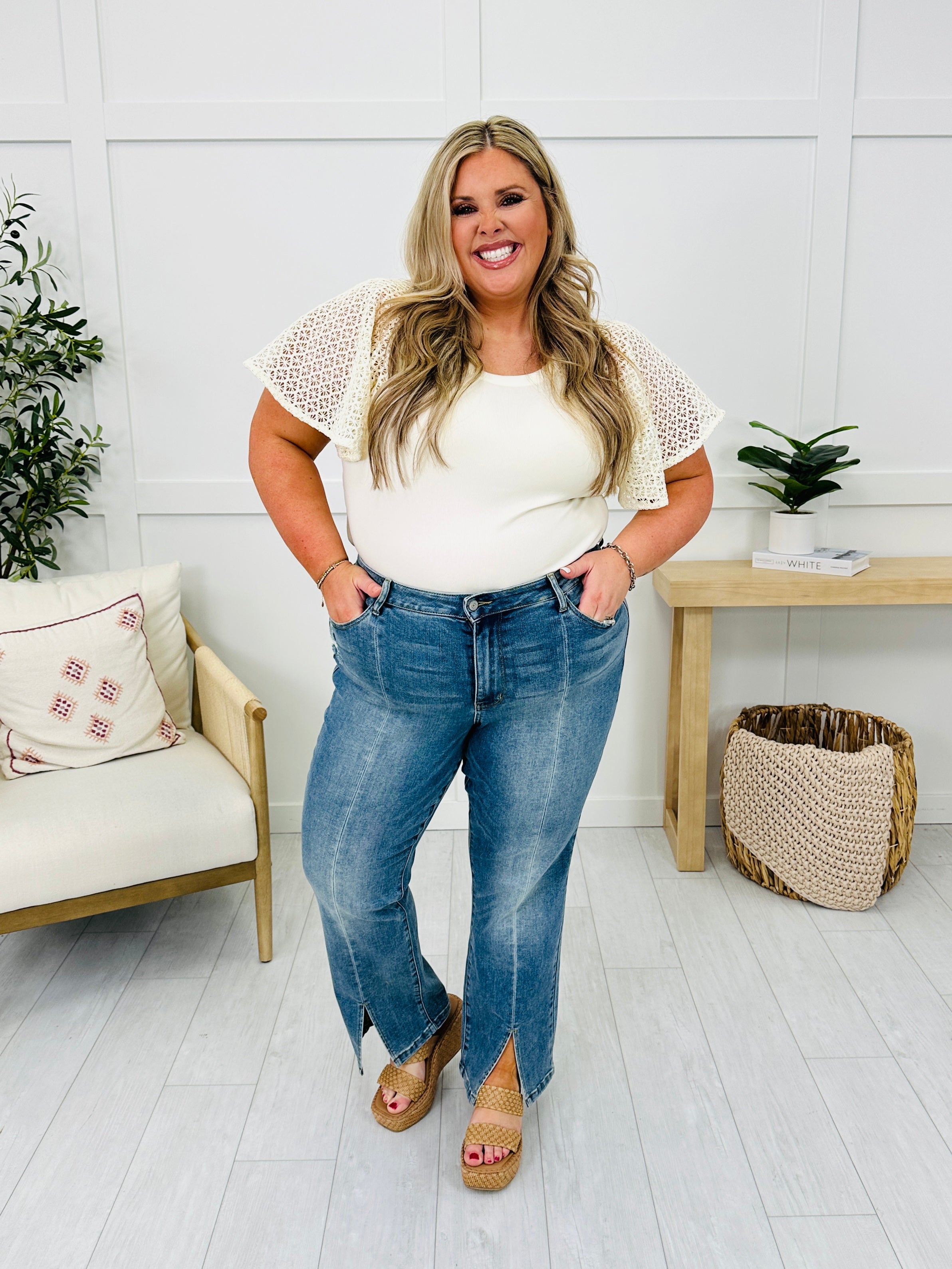 Judy Blue Split Decision Straight Leg Jeans