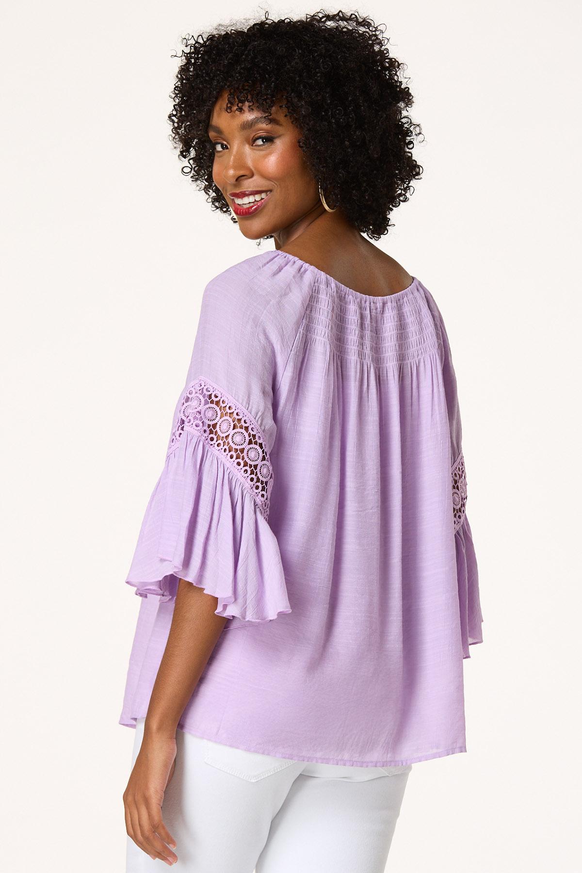 Smocked Crochet Sleeve Top