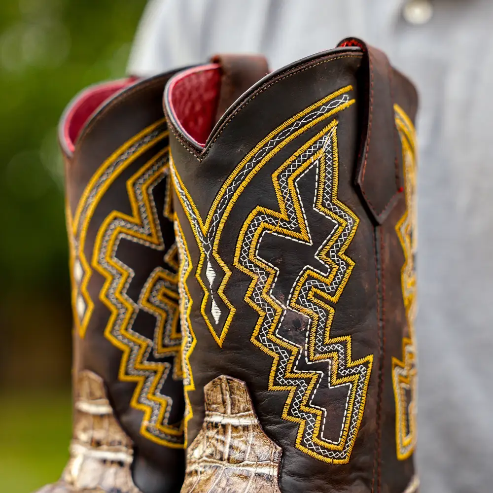 Desert Caiman Belly Leather Boots With 3D Lightweight Sole - Composite Toe