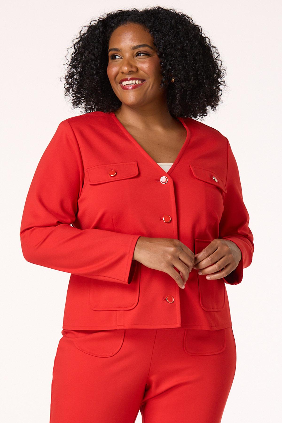 Plus Size Red Ponte Blazer