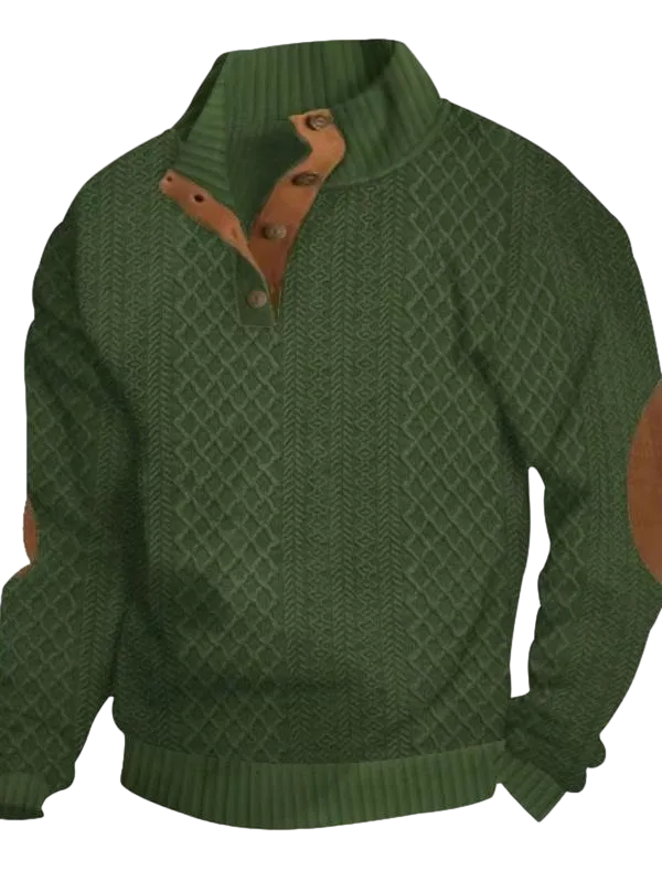 Men's color-blocked jacquard button-down sweatshirt