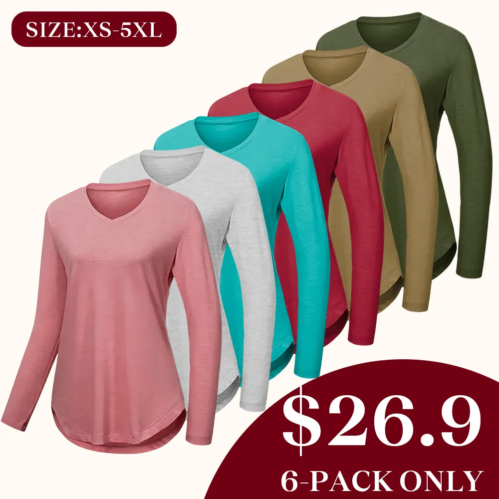 Women's V-neck long-sleeved shirt