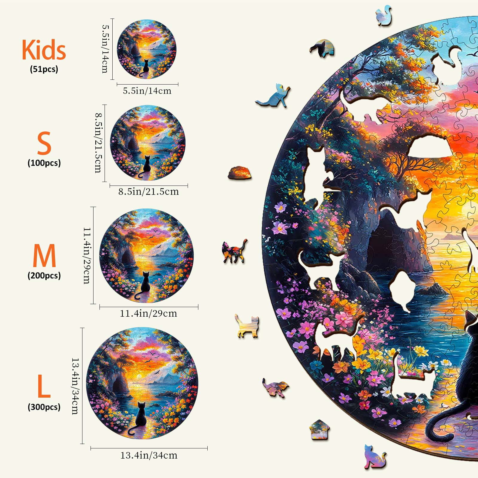 Sunset Kitten Wooden Jigsaw Puzzle