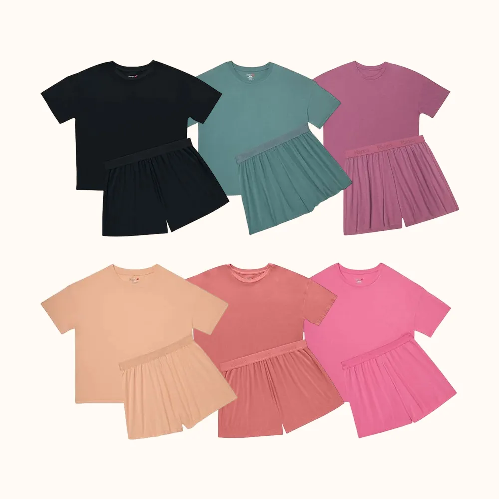 Womens 2 Piece Lounge Set, Comfywear Supersoft Boxy T-shirt & Sleep Shorts Loungewear Set