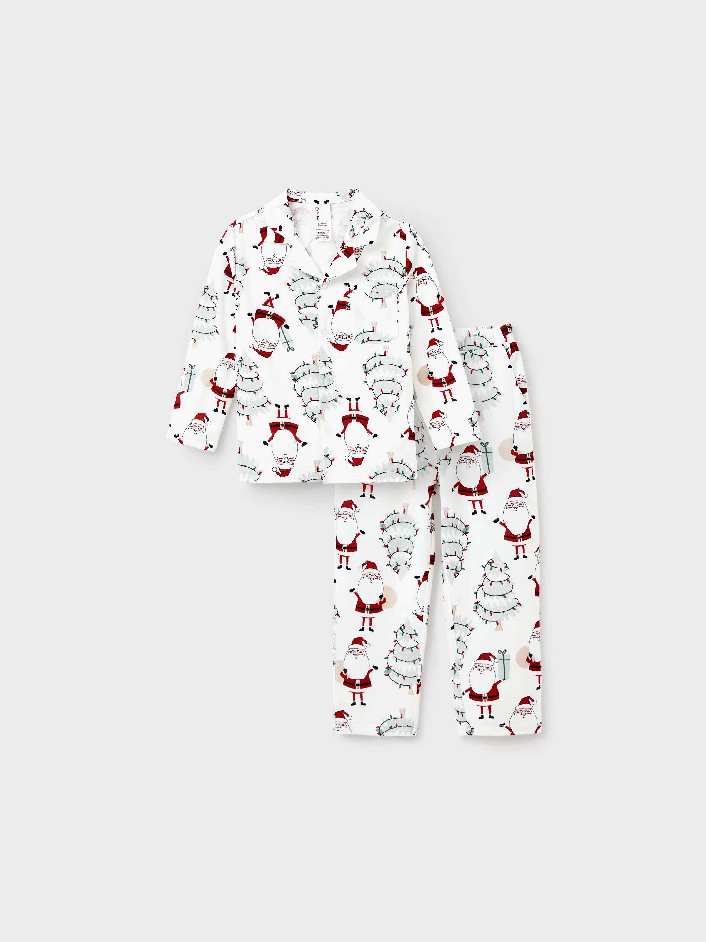 Christmas Matching Family Pajamas Set Gnome Print White PJS with Christmas Socks White