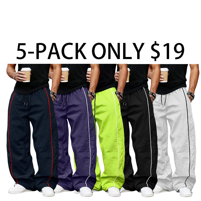 Men's Casual Striped Printed Comfortable Straight-Leg Sports Pants