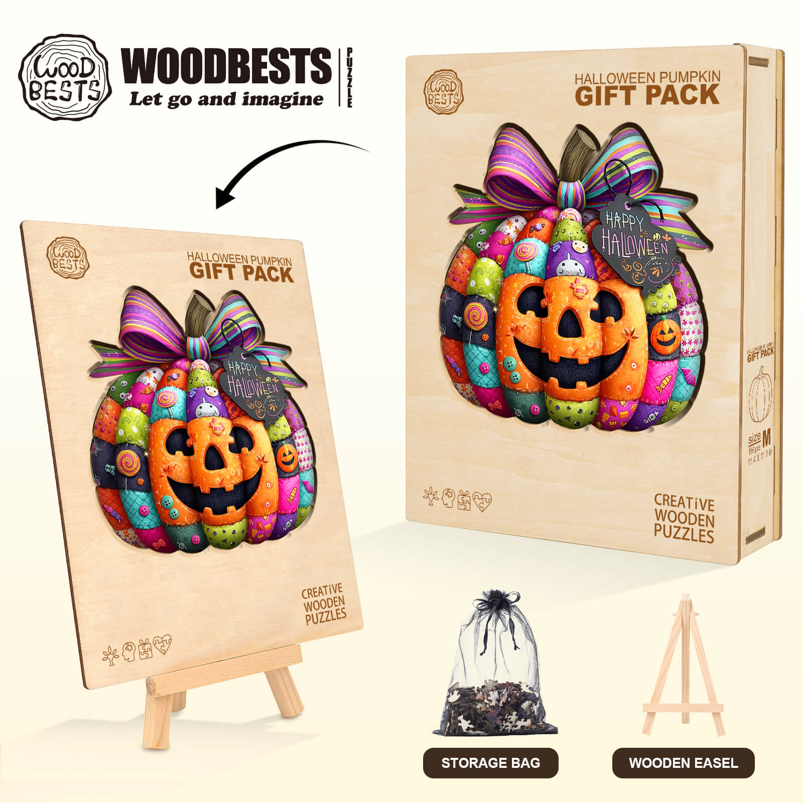 Halloween Pumpkin Gift Pack Wooden Jigsaw Puzzle