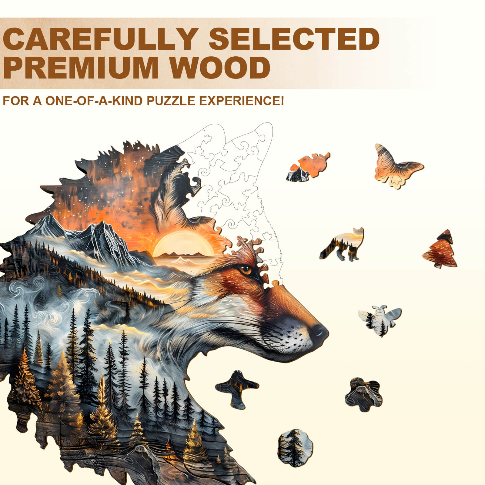 Sunset Fox Wooden Jigsaw Puzzle