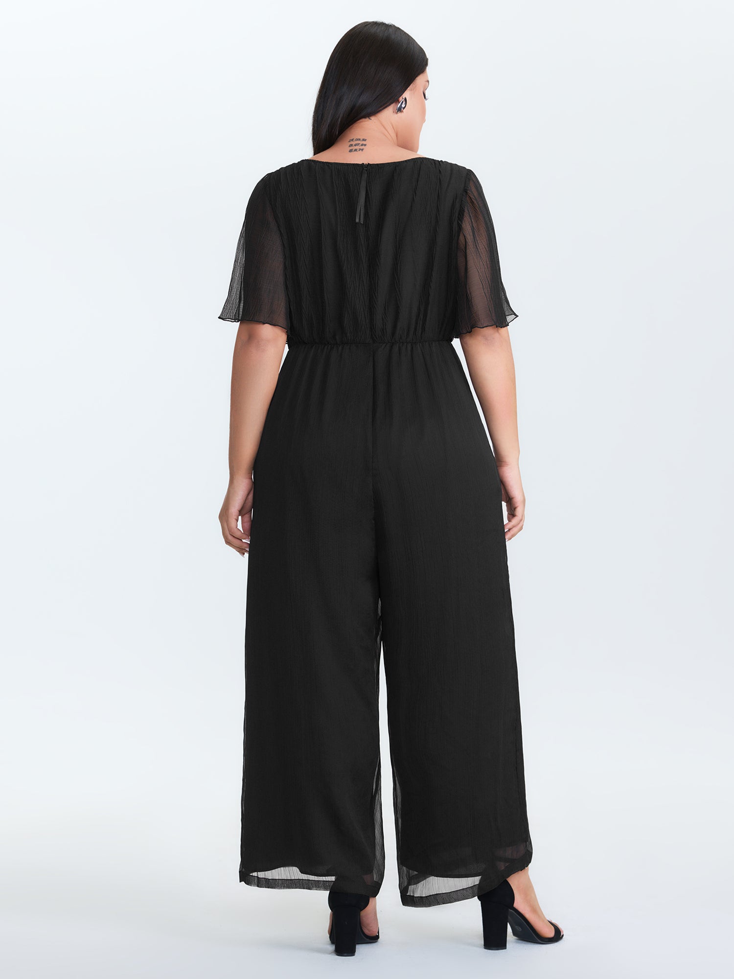 Sheer Textured Flowy Jumpsuit