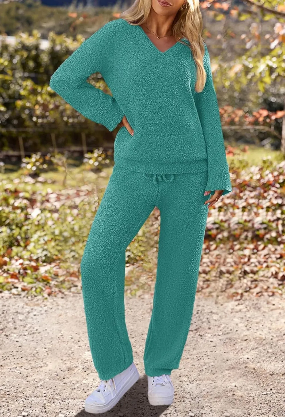 Women's Lounge Sets 2025 Fall Fashion 2 Piece Outfits Sweater Pajama Set