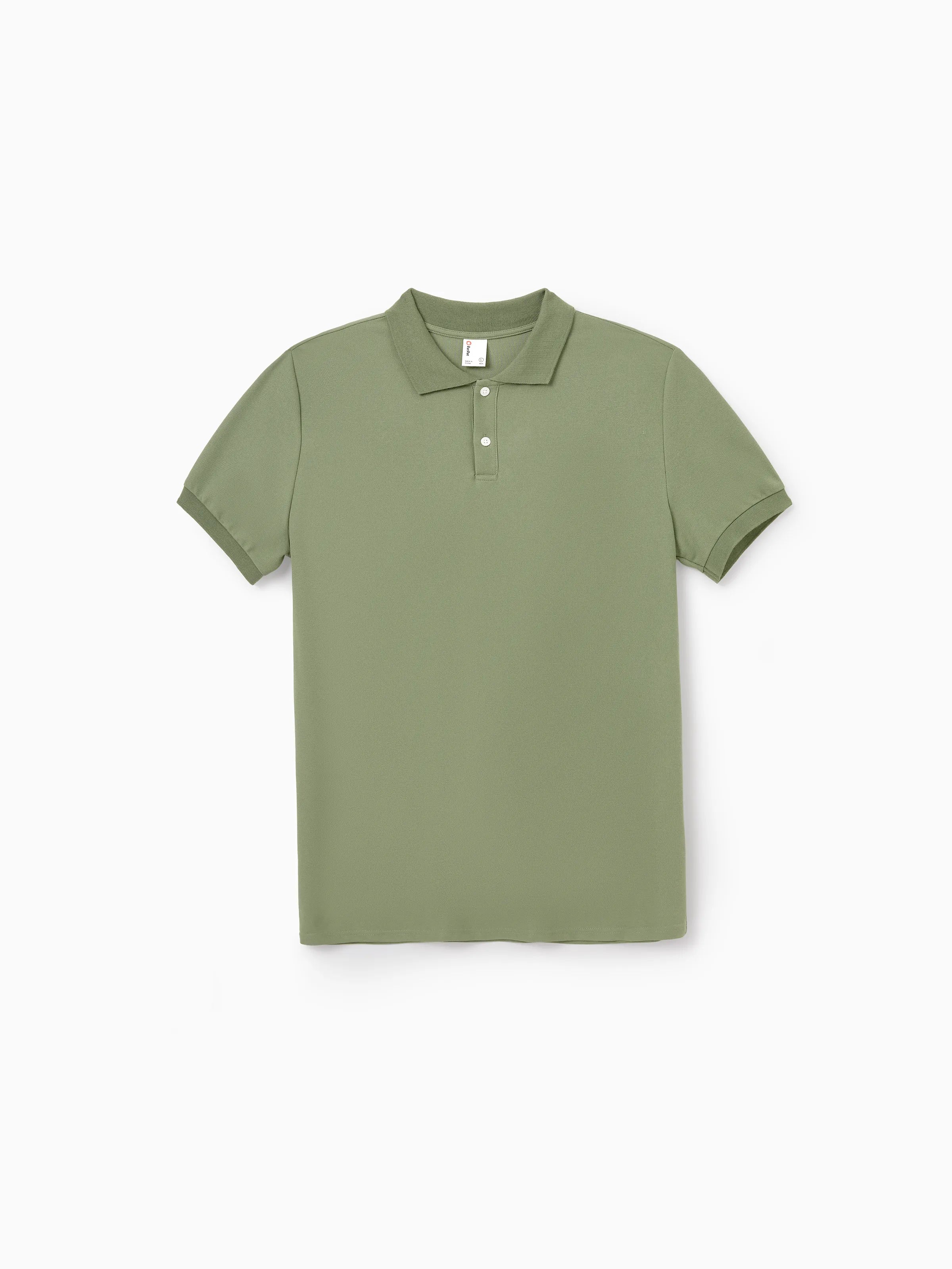 Family Matching Polo Collar Short-sleeve Shirt or V-neck Strappy Mesh Dress  Green
