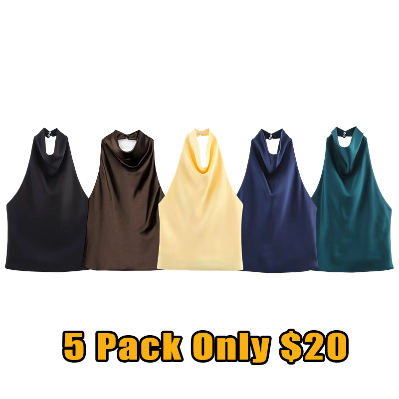 Satin Backless Strapless Tank Top