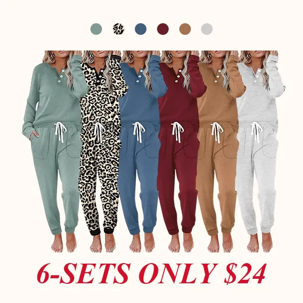 Two Piece Outfits for Women Lounge Sets Button Down Sweatshirt