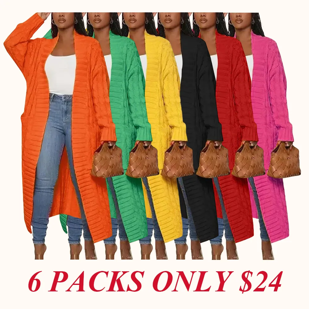 Women's Solid Color Textured Drop Shoulder Pocket Longline Cardigan