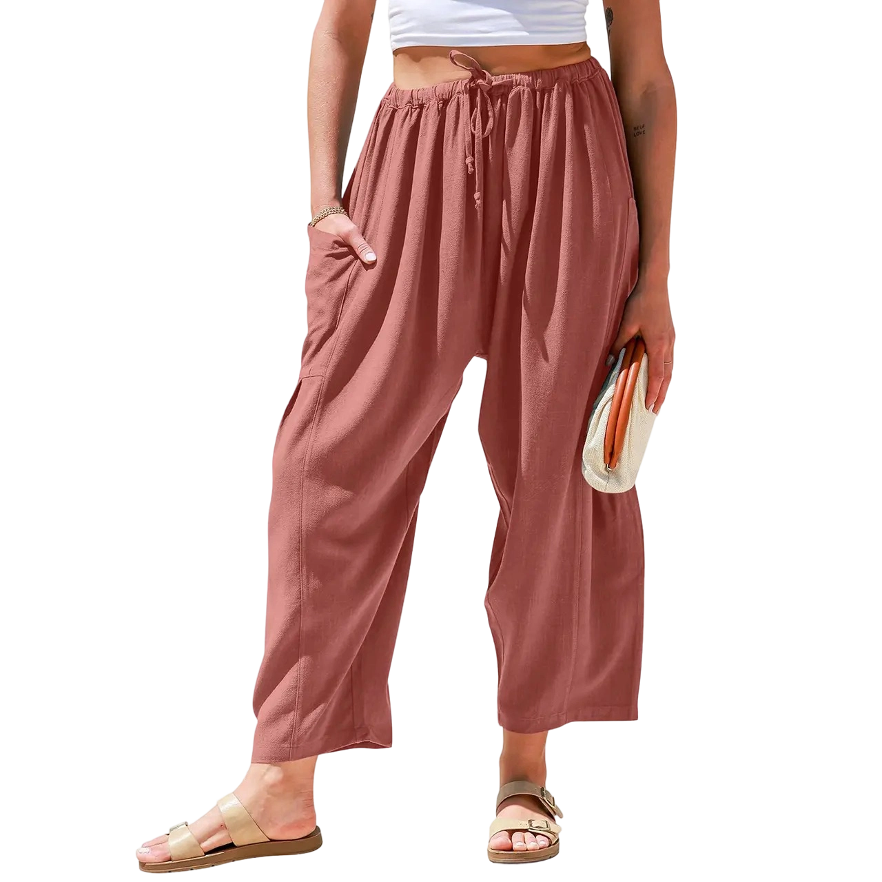 Women’s Linen Blend Wide-Leg Pants