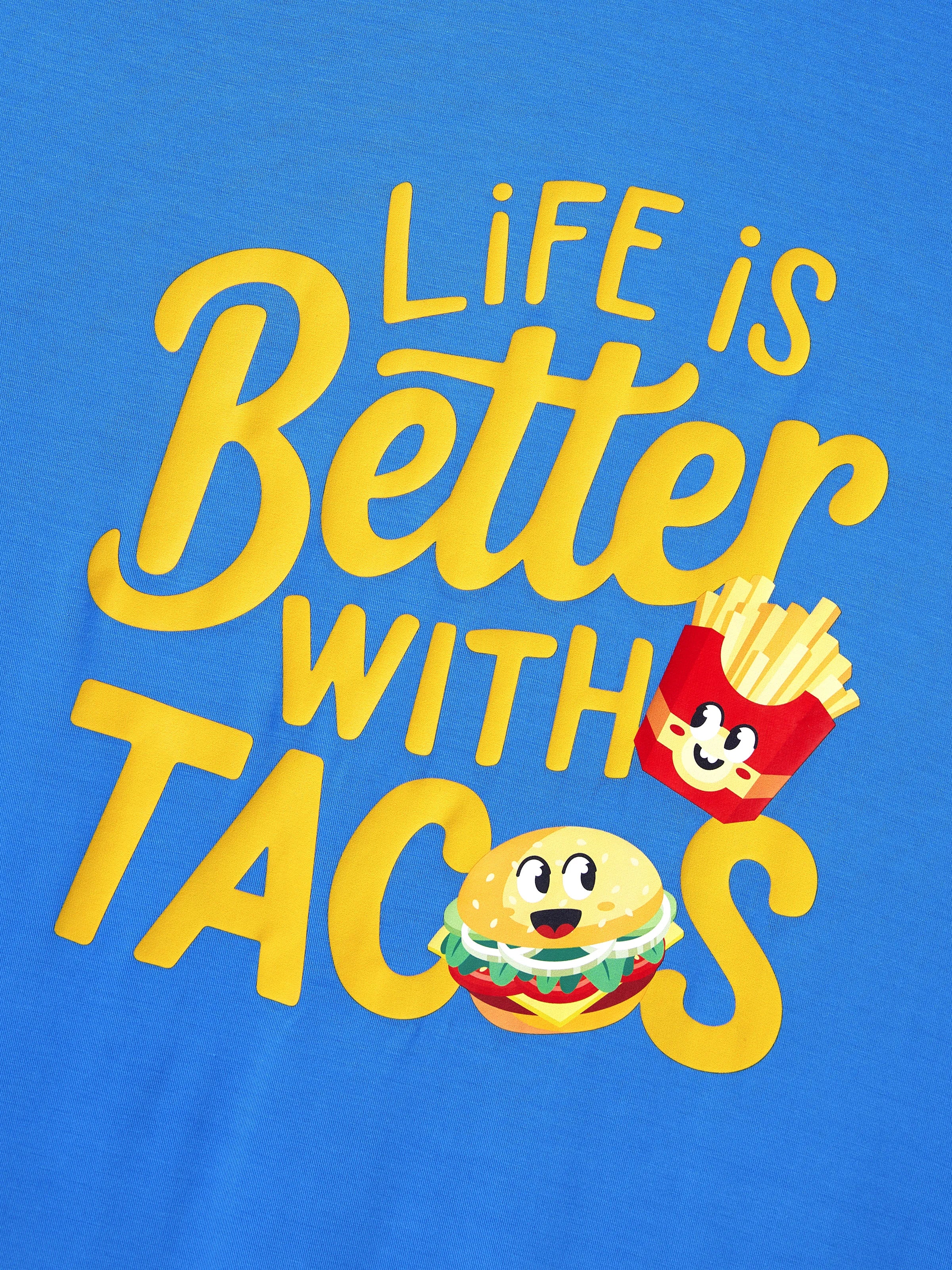 Family Matching Bamboo Pajamas Buttery Soft Bamboo PJs for Men Women Kids Toddler, Cute Burger & Fries Print Short Sleeve Sleepwear (Snug-Fitting for Children) Royal Blue