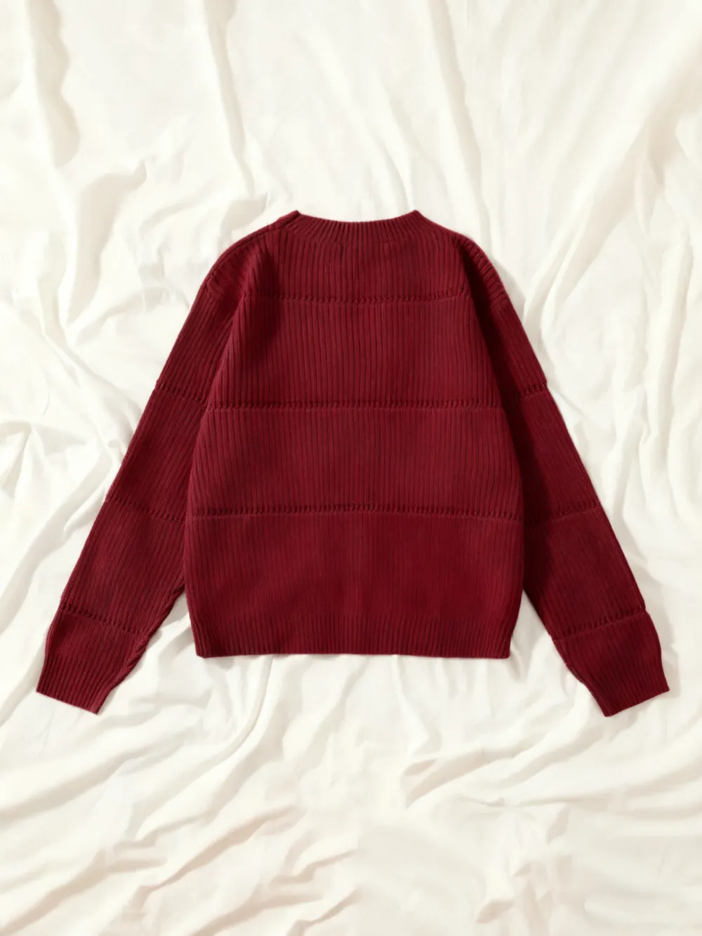 Women's Simple Minimalist Plain Textured Round Neck Sweater