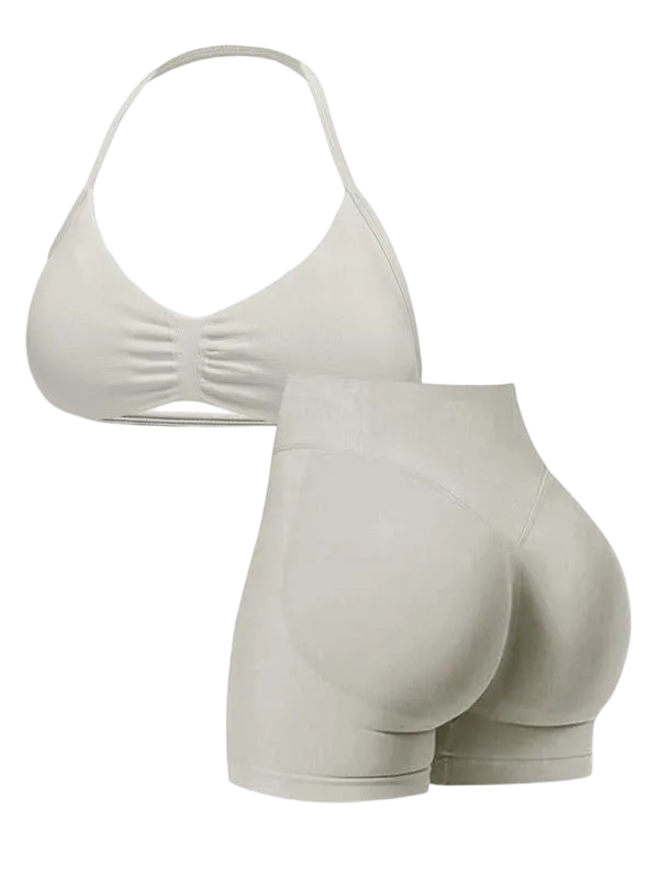 New Women's Sporty Yoga Set, High-Waist Tight-Fitting Shorts and Tank Top