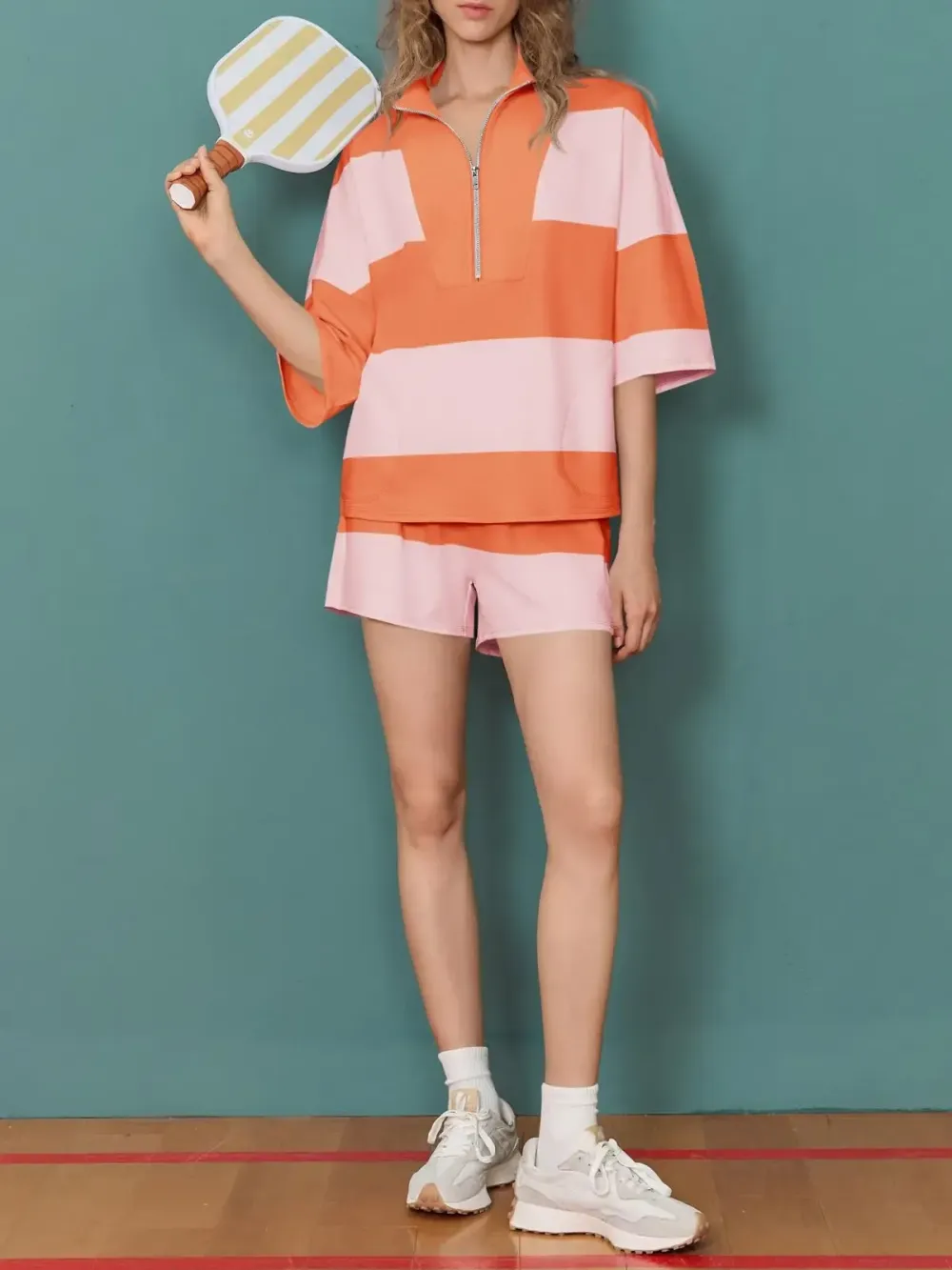 Womens 2 Piece Outfits Summer Striped Sweatshirt Workout Shorts Sets Matching Lounge Set