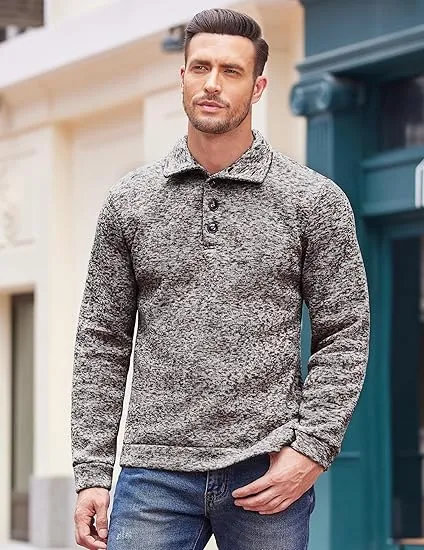 Men's Casual Slim Fit Pullover Sweater Knitted Thermal Sweatshirt.Fleece-lined For Warmth And Wind Protection.Comfortable And Stylish