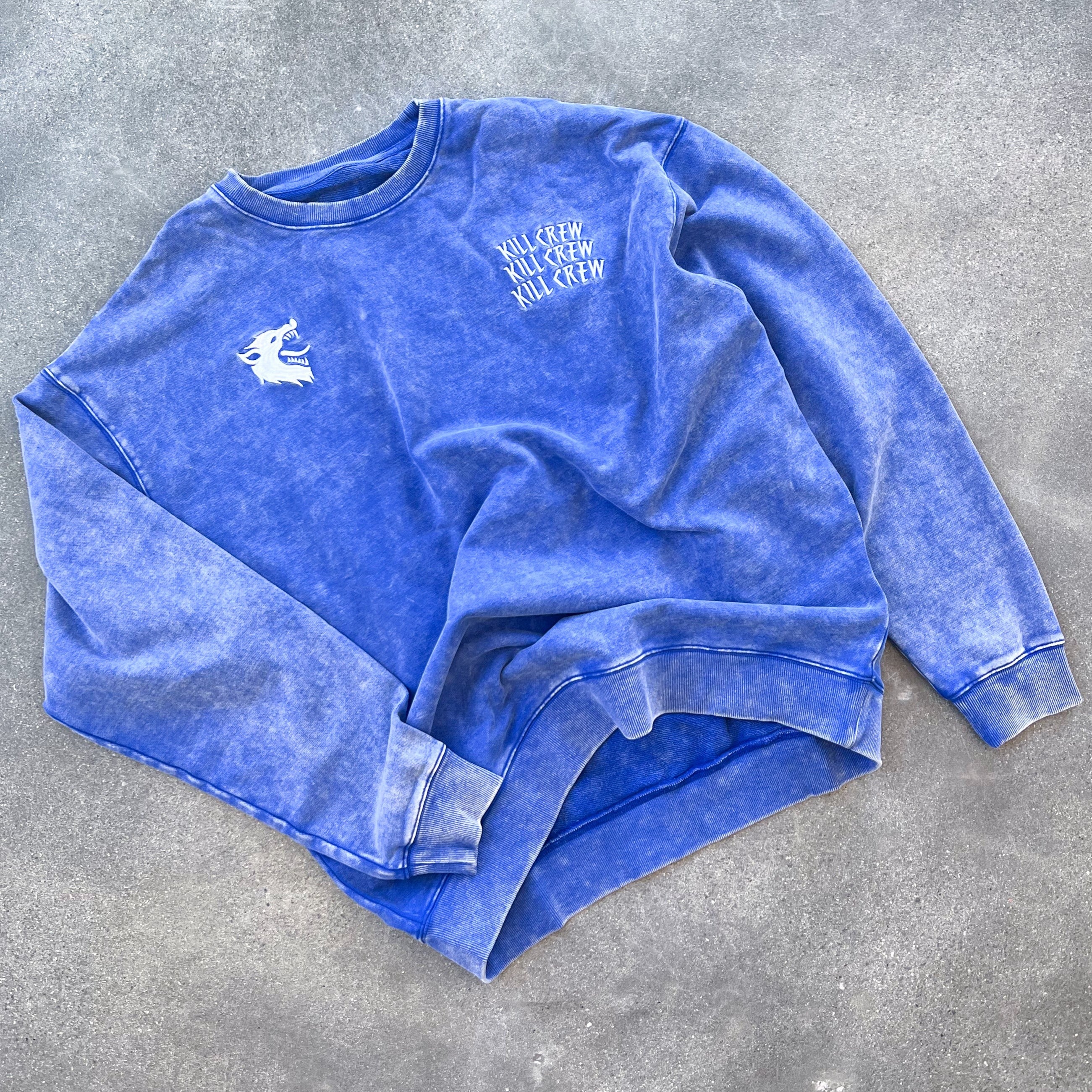 OVERSIZED HEAVYWEIGHT WOLF CREW NECK - BLUE