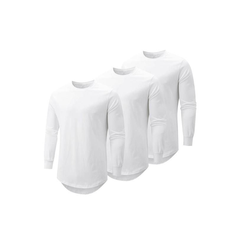 Mens 9 Pack Cotton Hipster Hip Hop Longline Crewneck Sport T-Shirt, Menswear Casual Top for Outdoor Daily Wear