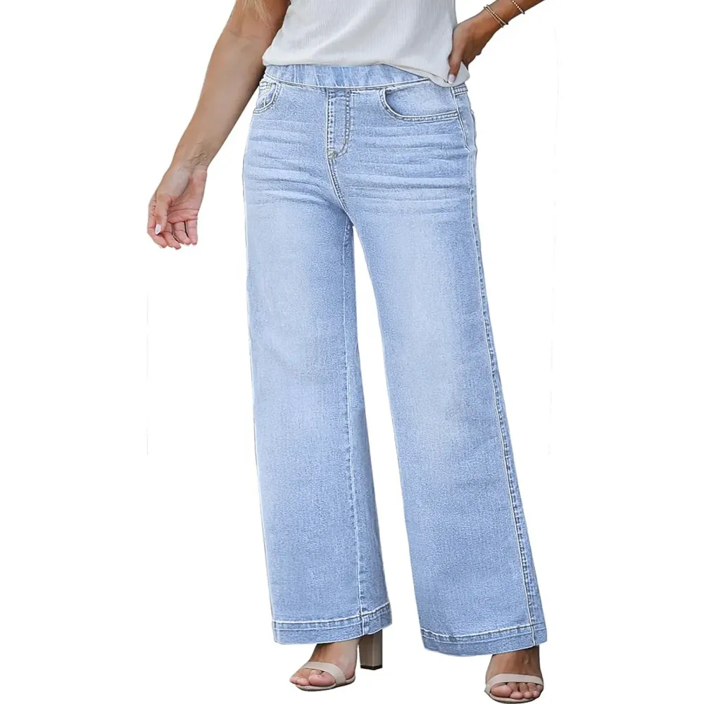 Plus Size Straight-Leg High-Waisted Stretch Jeans for Women