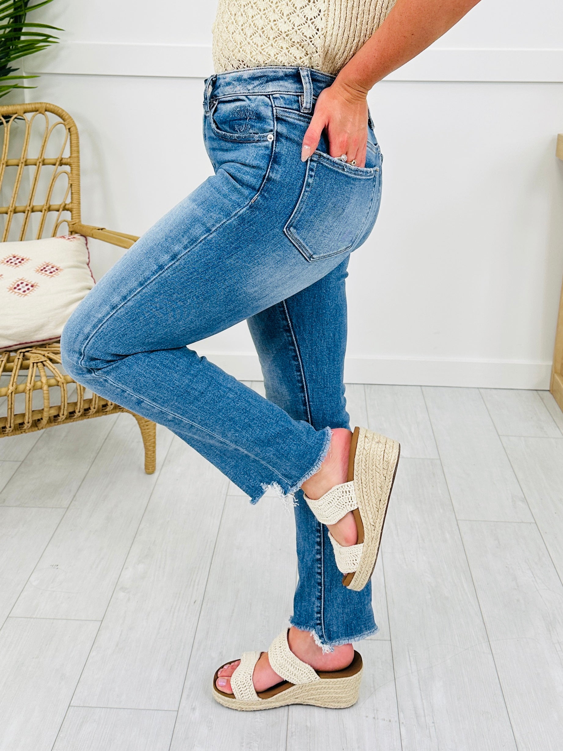 Step It Up Mica Straight Leg Step Hem Jeans