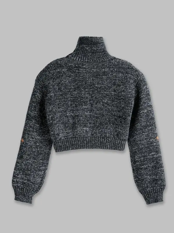 Women's Moon & Star Pattern High Neck Sweater