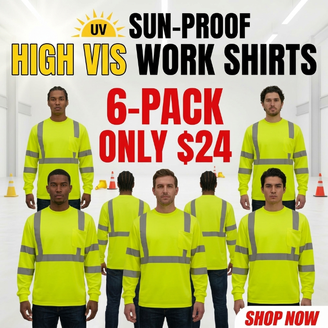 Hi-Vis Long Sleeve Safety Shirt with Reflective Tape (Breathable Mesh, Class 3 Style)