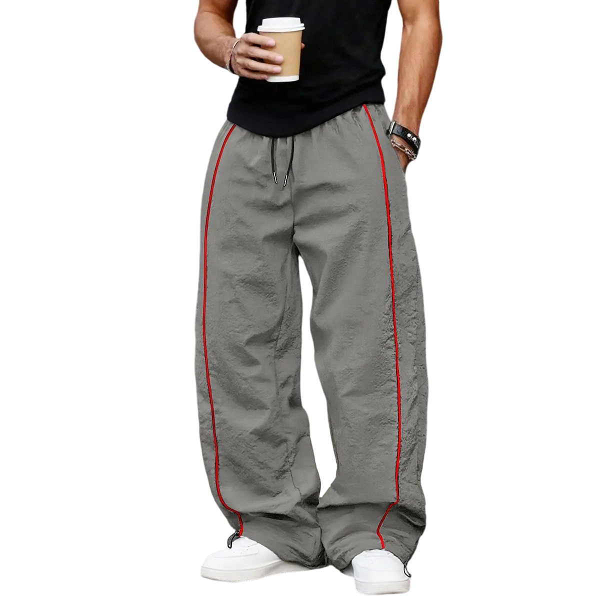 Men's Casual Striped Printed Comfortable Straight-Leg Sports Pants