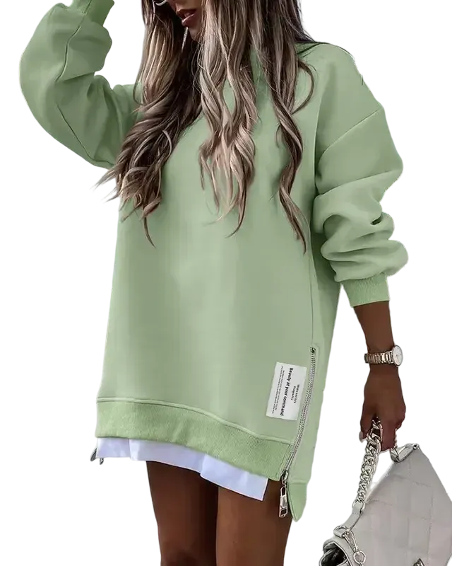 Women's pullover sweatshirt with slit casual dress