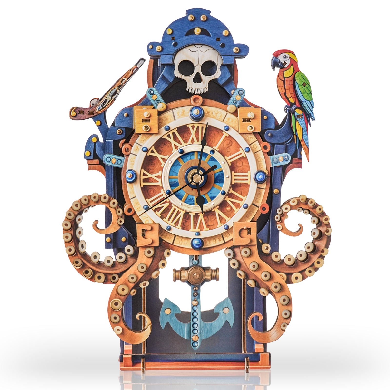 Octopus Sea Monster  – DIY Wooden Clock, 3D Puzzle Craft Kit