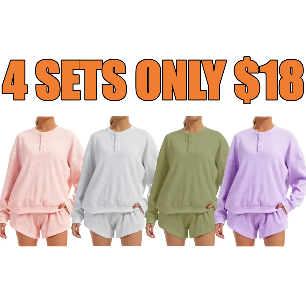 Women's Oversized Waffle Knit Lounge Set