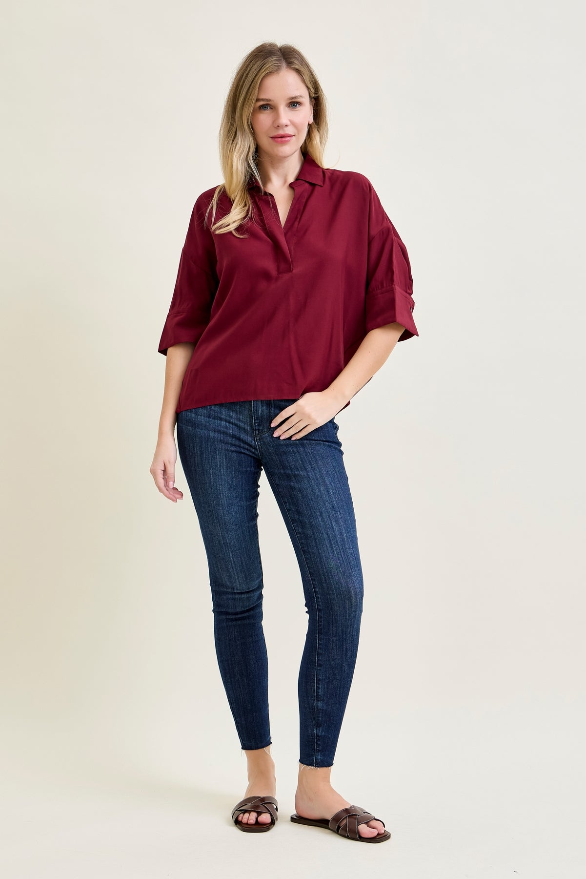 Kinsley Edgy Mid Rise Skinnies with a Raw Twist
