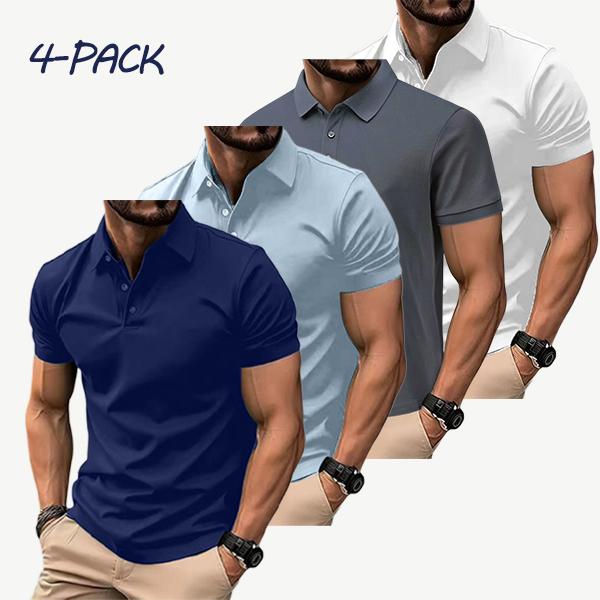 Men's 4-Pack Multi-Color Polos | Short Sleeve, Slim Fit | Casual & Business Wear