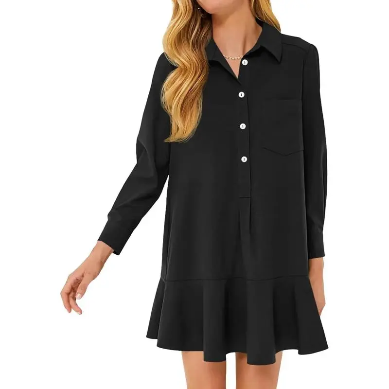 Womens Casual Button Down Shirt Dress