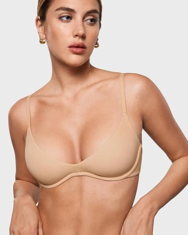 Women's Inbarely Plus Plunge Bra - Unlined Underwire Sexy Demi Balconette Bras