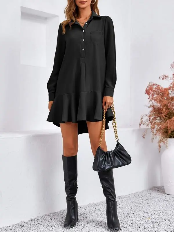 Womens Casual Button Down Shirt Dress