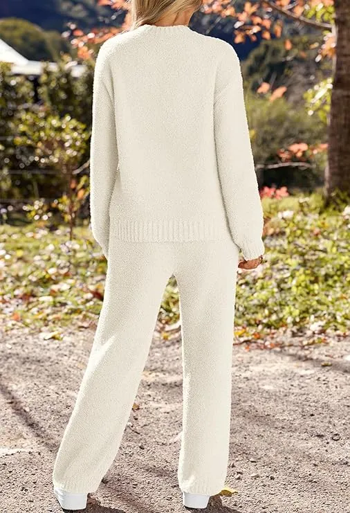 Womens Fuzzy Fleece Long Sleeve 2 Piece