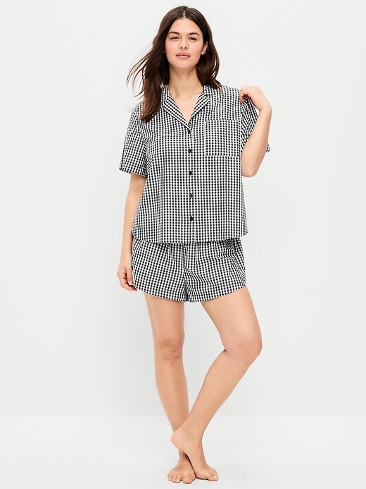 Poplin Pajama Short Set  Black/White Gingham