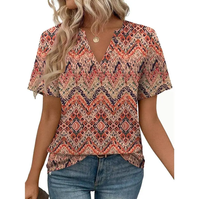 Womens Tops Summer Short Sleeve V Neck Blouses