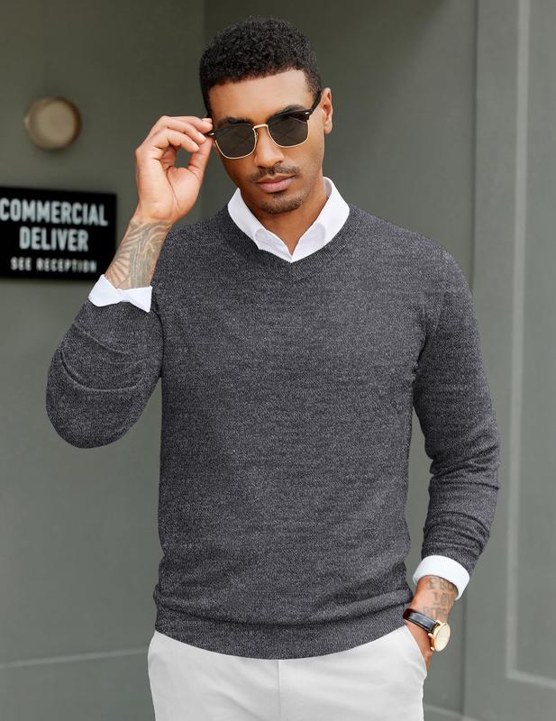 Fall Outfits 2-Pack Knitted Ribbed V-neck Casual Jumper Knitwear Classic Fabric Fashion Menswear Shirt Soft Sweater Office