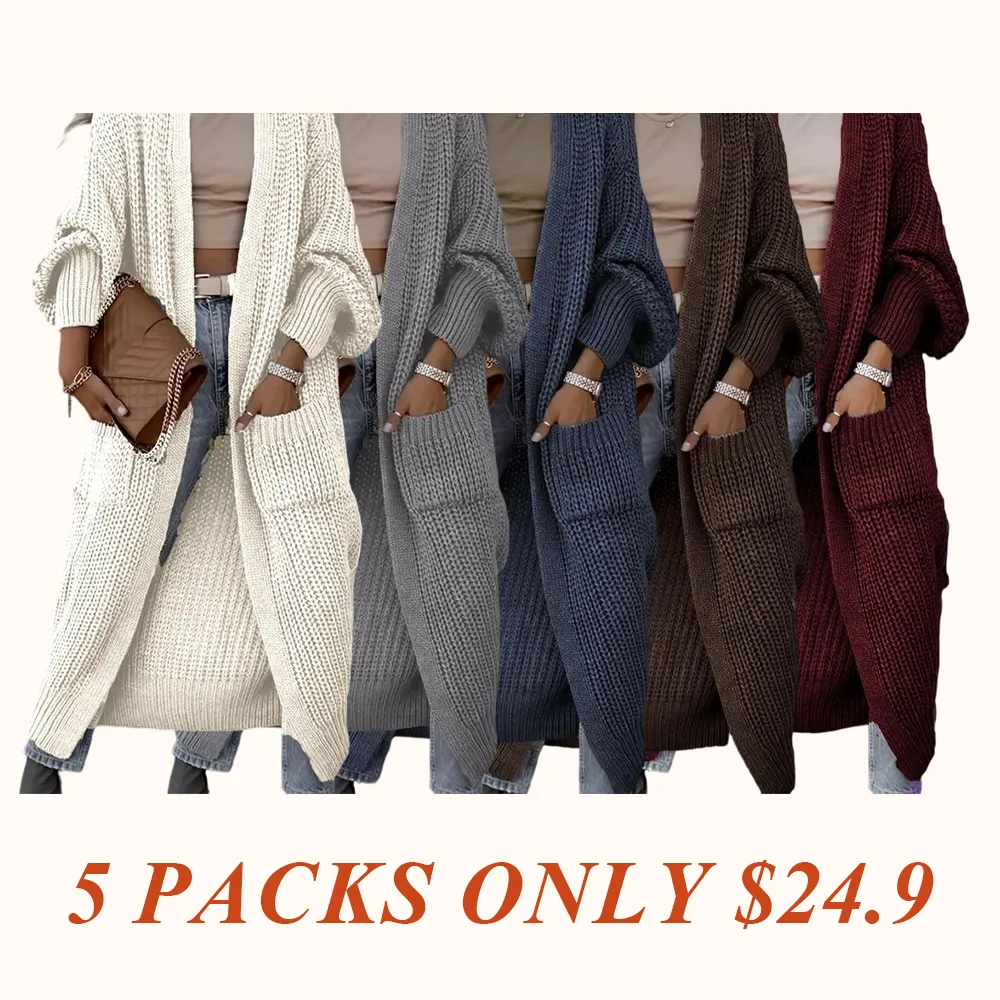 Women's Solid Drop Shoulder Long Cardigan