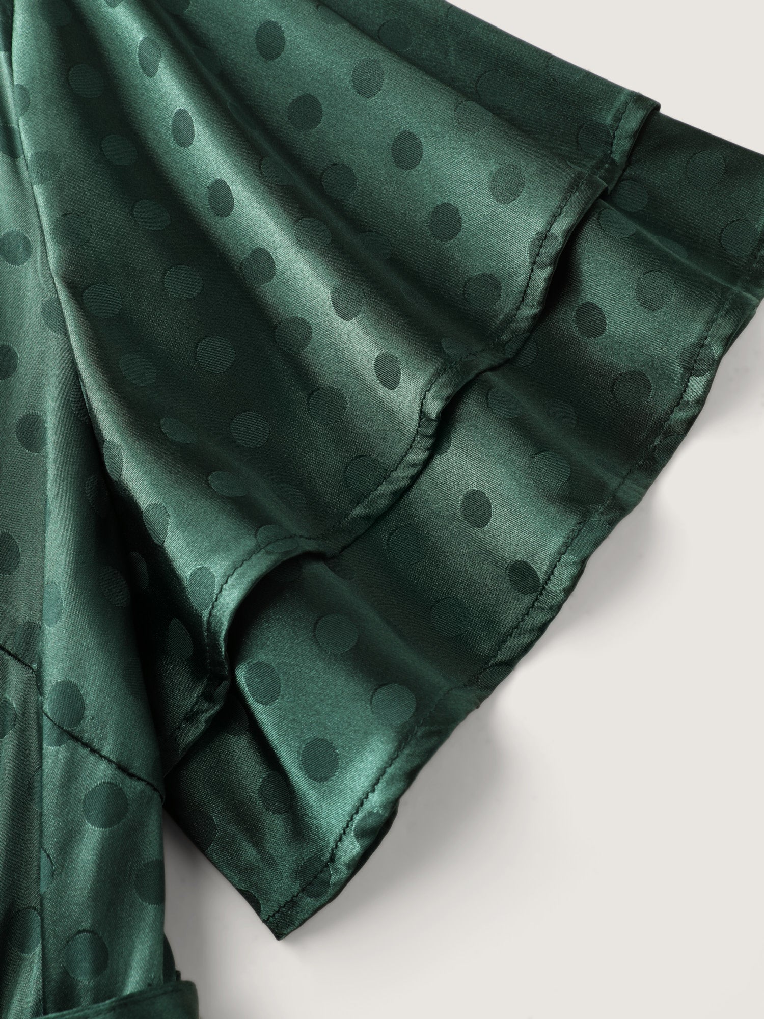 Polka Dots Jacquard Layered Ruffled Sleeve Midi Dress