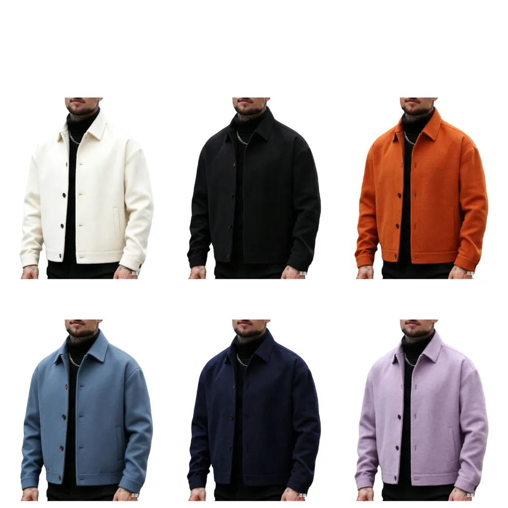 Men's long-sleeved, loose-fitting wool jacket, suitable for work or outdoor wear, lightweight and warm