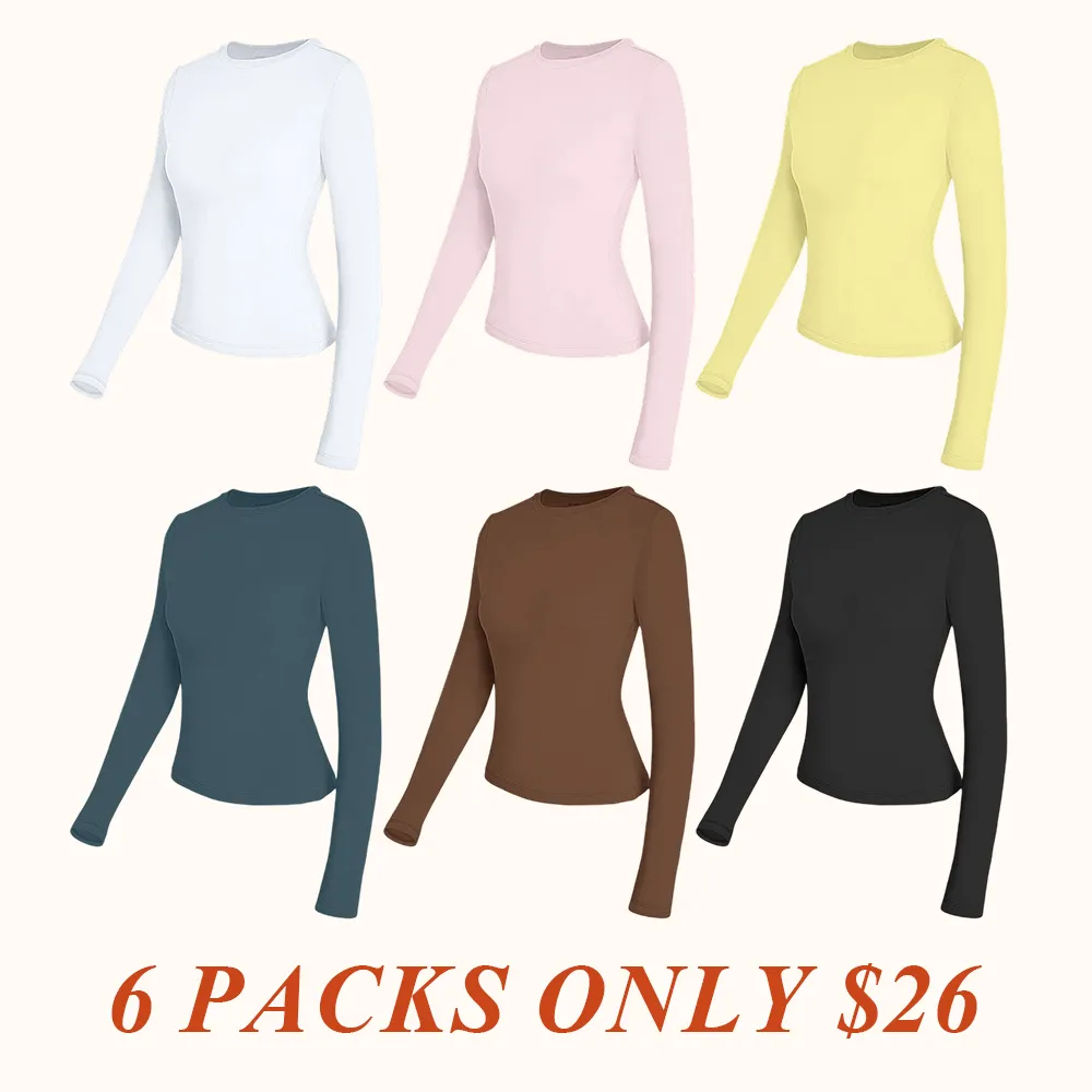 Women's Long Sleeve Shirts Basic Crop Tops